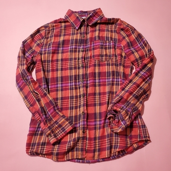 🍁 Fall Plaid Long Sleeve Adjustable Sleeves Boyfriend Top Aeropostale 🍁 - Picture 1 of 7